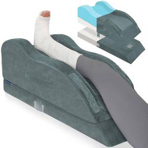 lot 15020 image: KingPavonini Adjustable Leg Elevation Pillows for After Surgery, Ergonomic Curve Keeps Knee Straight, Memory Foam Leg Pillow Elevation for Blood Circulation, Swelling and Pain Relief (Single Leg)