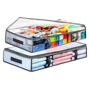 lot 19076 image: 2 Pack Under Bed Storage Containers Bins, Humid-Proof Plastic Underbed Storage Bins, Clothes Storage and Organization Bags, Under the Bed Blanket Storage with Handles for Clothes, Bedroom