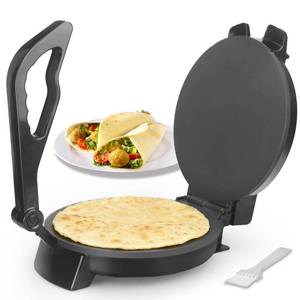lot 19077 image: FineMade Compact 10 Roti Maker Machine, Electric Tortilla Press with Detachable Handle, Prensa Para Tortillas,Chapati Maker Machine, Burrito Maker, Tortillera, Black