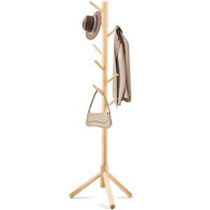 lot 19078 image: WANGMUXIA Coat Rack, Freestanding Coat Rack with 8 Hooks and 3 Adjustable Size Tree Coat Racks for Bedroom, Hallway, Entrance, Office, for Hats, Coats, Scarves, Handbags