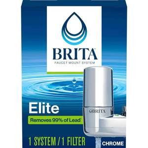 lot 19116 image: Brita Elite Water Filtration Faucet Mount System  Chrome  Includes 1 Filter