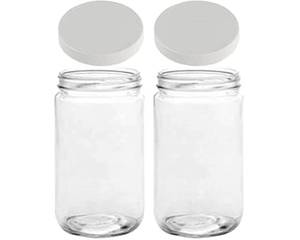 lot 19118 image: JARMING COLLECTIONS 32oz Extra Wide Mouth Glass Storage Jar with BPA-Free Plastic Lid �� Quart Size Airtight Mason Jar for Kitchen, Pantry, and Food Storage (Set of 2)