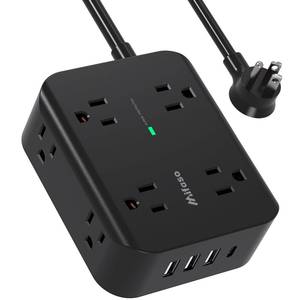 lot 19121 image: Extension Cord 15FT - 8 Outlets Power Strip Surge Protector with USB Ports, Heavy-Duty Braided Extension Cord, Flat Plug, 15A Circuit Breaker, Charging Station Overload Protection