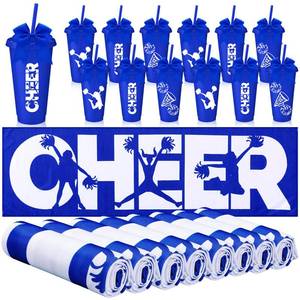 lot 19161 image: Acellegic 36 Pcs Cheerleading Gifts Bulk, 24oz Cheer Cup, 40 x 12 Cheerleader Cooling Towel and 8 Hair Bows Reusable Cheerleader Gift for Sport Team Party Favor