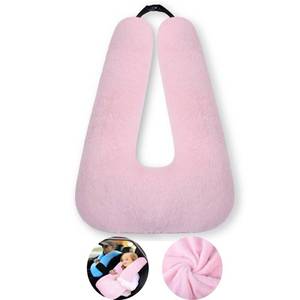 lot 19166 image: FHSGGP Travel Pillow Cushion for The Back Seat of Car Car Pillow for Kids A Sleeping Artifact Suitable for Long-Distance Travel of Adults and Children Travel Pillow for Kids Pink