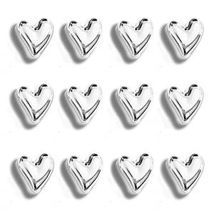 lot 20045 image: Janvelle 10PCS Refrigerator Magnets Silver Magnets for Fridge 0.83in Small Love Heart Cute Chrome Decorative Magnet Set for Home Kitchen Office Whiteboard Decor