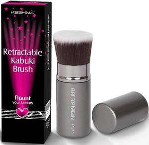 lot 20052 image: Flat Top Retractable Makeup Brush by Keshima - Premium Retractable Kabuki Brush, for Foundation Liquid Makeup, Powder, Cream and Blush
