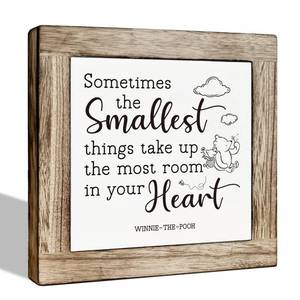 lot 20058 image: Classic Winnie the Pooh Decorative Wooden Table Sign, Cute Bear Shelf Table Decoration, Inspirational Wood Box Sign Decor for Nursery Kids Room Playroom Bedroom Baby Shower
