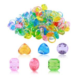lot 20060 image: PASEMM 100Pcs Gem Rings Toys for Kids, Bulk Toys Diamond Ring Party Favors for Toddlers, Colorful Princess Ring Dress Up Accessories for Carnival Prizes,Goodie Bag Stuffers,Pinata Fillers,Birthday