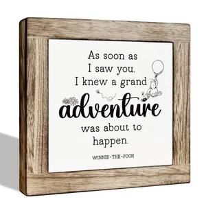 lot 20062 image: Inspirational Winnie the Pooh Room Decor, Pooh Bear Decorative Wooden Table Sign, Winnie the Pooh Box Wooden Plaques Sign for Office Home Living Room Bathroom Bedroom