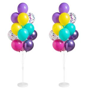 lot 20063 image: Navy Blue Gold Confetti Balloon Column Stand Kit Set of 2 Included-Balloon Sticks with Base&Pole,Backdrop Decoration for Metallic Chrome Wedding, Baby Shower,Birthday,Anniversary Party