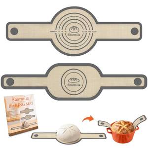 lot 20070 image: Silicone Bread Sling for Dutch Oven - Non-Stick & Heat Resistant, 2Pcs Oval and Round Reusable With Long Handles for Transfer Sourdough