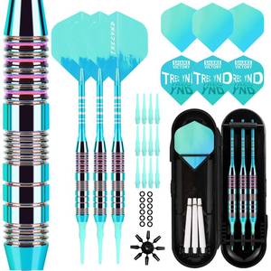 lot 20091 image: Himmbods Soft Tip Darts Set 3 Aluminum Shaft Professional Darts Plastic Tip Sets 2BA Replacement Tips  Extra 3 Dart Flights 3 Replace Plastic Shafts for Electronic Dart Board (Green-Blue)