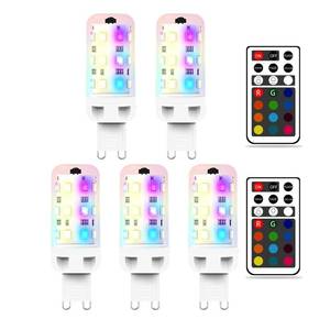 lot 20096 image: XRise G9 LED Bulb 2.5W Dimmable RGBWarm White Color Changing with Remote Control Equivalent 25W Halogen G9 Base LED Light Bulbs 3000K 250LM, No Flicker,5 Pack
