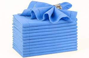 lot 20099 image: Palisa Light Blue Cotton Napkins Set of 12  Premium Hemstitch Detailing Cloth Dinner Napkins 18x18 Inch  Soft Washable & Reusable Table Napkins for Everyday Use Weddings Restaurants & Hotels