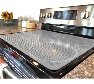 lot 20104 image: YUHFERA Stove Top Cover for Electric Stove - Silicone Stove Mat for Glass Top, Glass Cooktop Protector, XL Dish Drying Mats For Kitchen,Oven Covers for Electric Stove (Hyaline,28 x 20)