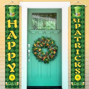 lot 20109 image: KatchOn, Happy St Patricks Day Banner, 2 Pieces - 72x12 Inch  Happy St Patricks Day Banners, St Patricks Day Party Decorations  St Patricks Day Porch Sign, Shamrock St Patricks Day Decorations for home