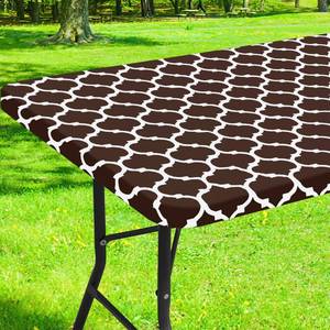 lot 20139 image: Smiry Rectangle Picnic Table Cover, Waterproof Elastic Fitted Camping Tablecloths for 6 Foot Tables, Wipeable Flannel Backed Vinyl Tablecloth Protector for Indoor, Outdoor (Coffee, 30x72 Inches)