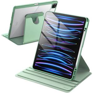 lot 20171 image: JETech Rotating Case for iPad Pro 12.9-Inch (2022202120202018) with Pencil Holder, 360 Degree Rotation Protective Stand Cover Clear Back, Auto WakeSleep (Matcha Green)