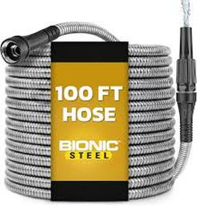 lot 9571 image: Bionic Steel 100ft Heavy Duty Steel Garden Hose