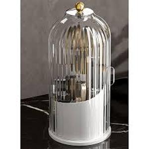 lot 11210 image: Skatx 360°Rotating Makeup Brushes holder with Lid��Make Up Organizers and Storage for Vanity Countertop or Bedroom Dresser��Transparent white��