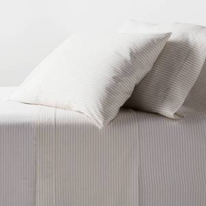 lot 9418 image: Full Organic Percale Sheet Set KhakiWhite Stripe - Threshold - Retail $60