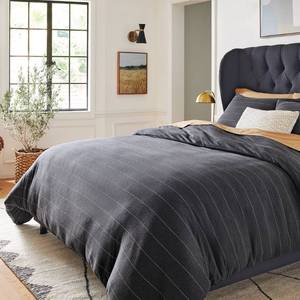 King Jersey Duvet and Sham Set Dark Gray Striped - Threshold: Cotton Knit, Zipper Closure, OEKO-TEX Certified - Retail: $89