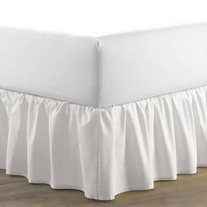 lot 9428 image: Queen Solid Ruffled Bedskirt White - Laura Ashley Cotton Material, Machine Washable, 150 Thread Count - Retail $50
