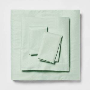 lot 9429 image: Full Easy Care Cotton Blend Sateen Sheet Set Mint Dot - Room Essentials 225 Thread Count, 4-Piece, Teen Dorm Essential - Retail $40