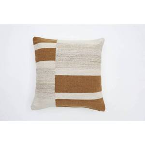 lot 9460 image: Oversized Blocked Woven Square Throw Pillow Neutral - Threshold Modern Decorative Accent, Indoor Use - Retail $60