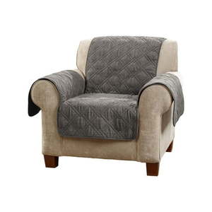 lot 9482 image: SureFit Microfiber Non Slip Waterproof Recliner Furniture Cover in Gray - Retail $46