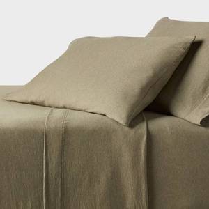 lot 9497 image: Queen Cotton Jersey Sheet Set Heather Green - Threshold 4-Piece, 100% Cotton, Machine Washable, OEKO-TEX Certified - Retail $50