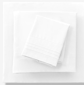 lot 9470 image: TwinXLT White Sheet Set with Flat Sheet, Fitted Sheet and Pillowcase