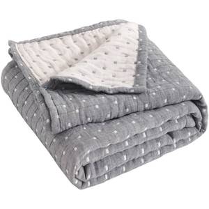 lot 9484 image: Gray Cotton Polka Dot Bed Blanket Queen Size