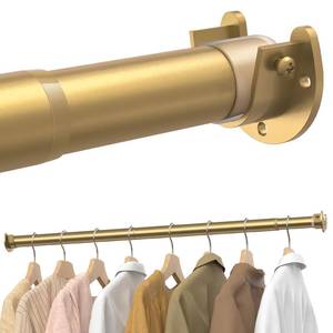 lot 313 image: Supforce Closet Rods for Hanging Clothes, 17 to 99 Inches Stepless Adjustable Metal Closet Rod, 1.3 Inches Heavy Duty Clothes Hanging Rod for Closet Wardrobes Laundry RV, Golden - Retail $25
