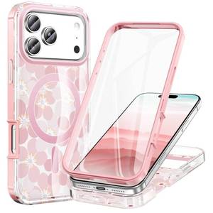 lot 337 image: STERKER Designed for iPhone 17 Pro Max Case 6.9 Compatible with Magnetic Built-in Screen Protector Full Body Rugged Drop Proof 17 ProMax Cover - Romantic Floral Pink - Retail $26