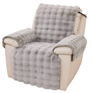 lot 347 image: vctops Faux Fur Fluffy Recliner Chair Slipcover Faux Rabbit Fur Non Slip Sofa Cover Super Soft Plush Thick Couch Cover Furniture Protector with Elastic Straps for Kids, Dogs, Pets(Light Grey,24) - Retail $53