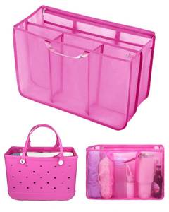 lot 358 image: Beach Bag Organizer Inserts Compatible with XLarge Bogg Bag and Extra-Large Simple Modern Bag Accessories Inserts, XLarge Lightweight Mesh Insert Divider Pouch, Tote Bags Organizing Insert -Haute Pink - Retail $15