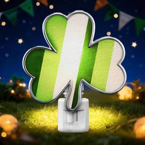 lot 367 image: Hohean St. Patricks Day Shamrock Night Light��UL Certification Plug in Irish Decor Lamp with C7 LED, Flocking & Acrylic, 360° Rotating Plug for Bedroom, Bathroom & Hallway��Green Holiday Lighting Gift - Retail $8
