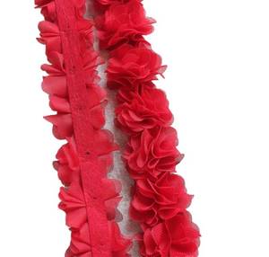 lot 398 image: YYCRAFT 2 Chiffon Flower Lace Ribbon Trim for Applique Sewing Craft Wedding Bridal Dress DIY Decoration(4.5 Yards,Red) - Retail $28