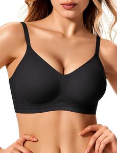 lot 399 image: LetsJoli Jelly Bras for Women No Underwire Wireless Tshirt Bra Push Up Black Bralettes w Support(Black,M) - Retail $20