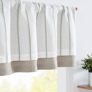 lot 400 image: jinchan Nautical Valance Striped Linen Curtain 18 Inch Farmhouse Light Filtering Kitchen Valance for Living Room Window Double Layer Window Pinstripe 1 Panel Green on White