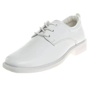 lot 403 image: Pre Owned Josmo Boys Dress Shoes Casual Fashion - Classic Laceup Oxford Dress Formal Shoe - White Shine (Size 2 Big Kid) - Retail $33