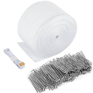 lot 414 image: Curtain Pleat Tape with 50 Hooks, 11 Yards 10 Meters Pleater Tape for Curtains, Included 50Pcs Stainless Steel Hooks with 4 Prongs, Pinch Pleat Curtain Tape and Hooks for Making Pleated Curtain - Retail $20
