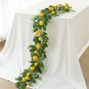 lot 459 image: Mizii Artificial Lemon Garland 6FT Fake Fruit Lemons Garland Hanging Vines with Green Leaves Greenery Decorations for Kitchen Table Centerpieces Room Wall Party Wedding Birthday Decor (Lemon) - Retail $37