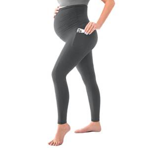 lot 461 image: SINOPHANT Womens Maternity Leggings Over The Belly with Pockets,Pregnancy Yoga Pants Workout Leggings Grey XL - Retail $11