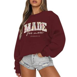 lot 464 image: Lytiarul Christian Made for More Sweatshirts for Women Jesus Faith Bible Verse Shirt Oversized Inspirational Hoodie Pullover(Wine Red,L) - Retail $24