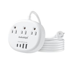 lot 473 image: Thailand Power Adapter, Thailand Plug Adapter with 3 American Outlets 4 USB Ports (2 USB-C) Total 24W, Type O Plug Adapter for USA to Thailand, 4FT - Retail $18