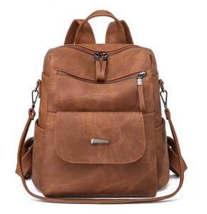 lot 483 image: WYFJNX PU Leather Backpack Purse for Women Fashion Multipurpose Design Handbag Ladies Shoulder Bags Travel Backpack Brown - Retail $20