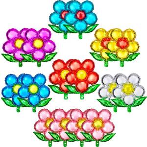 lot 485 image: Skylety 16 Pieces Flower Foil Balloons 18 Inch Beautiful Floral Colorful Flower Shaped Balloons for Wedding Birthday Holiday Party Decorations, Random Color, Cant Float (Multicolor) - Retail $7